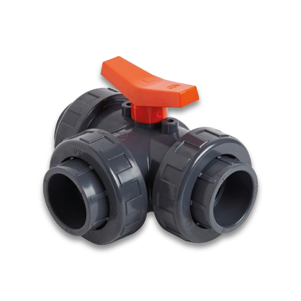 Vale® PVC 3 Way Ball Valve L port