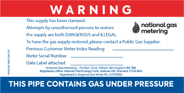 WARNING-PIPE CONTAIN GAS UNDER PRESSURE B